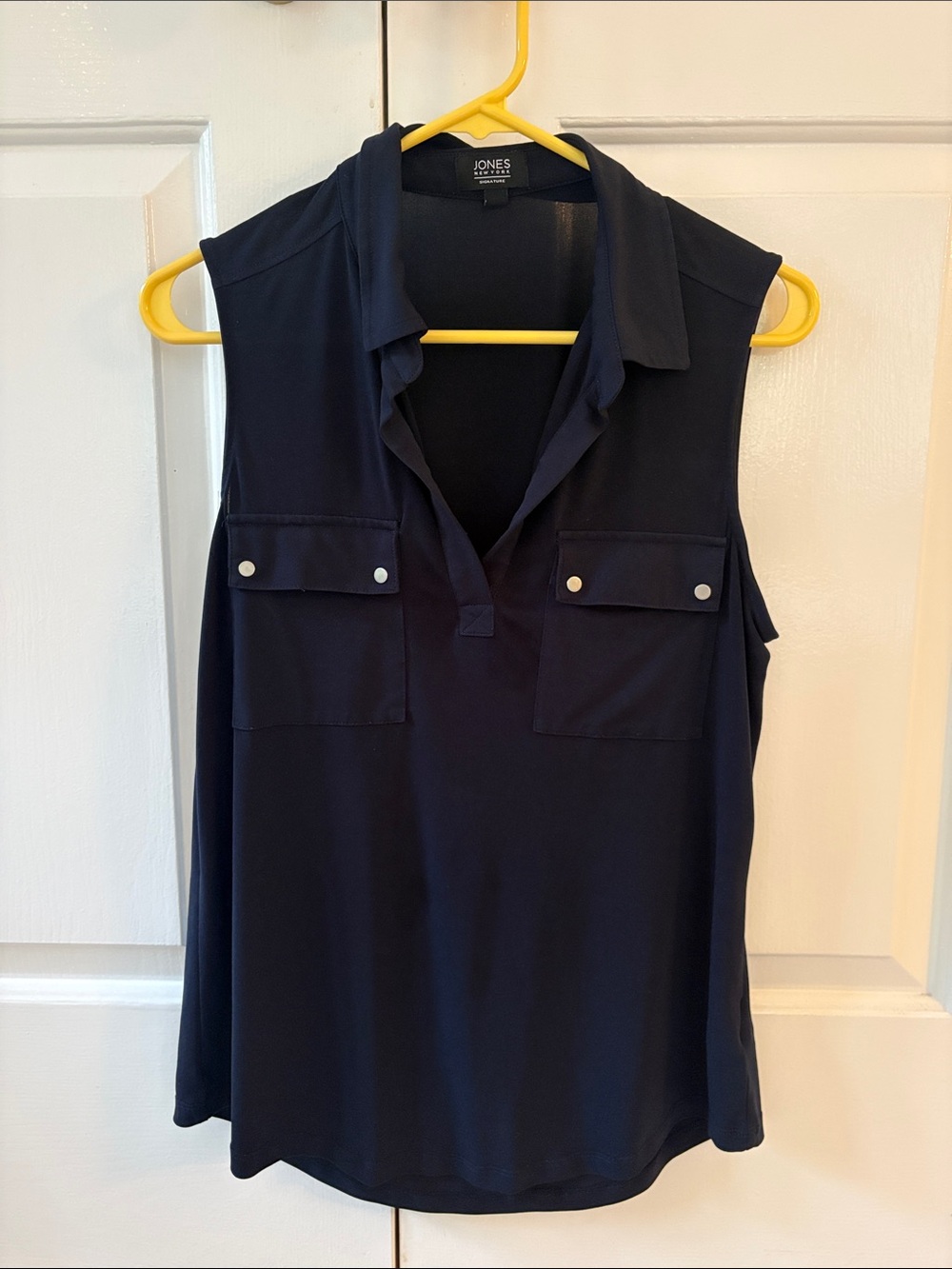 Jones New York Navy Sleeveless Collared Pocket Camisole